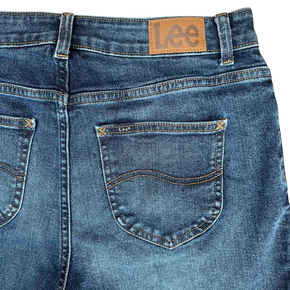 Lee Heritage Flare Jeans Womens 10 Blue High Rise Slim Fit Y2K - Picture 5 of 8